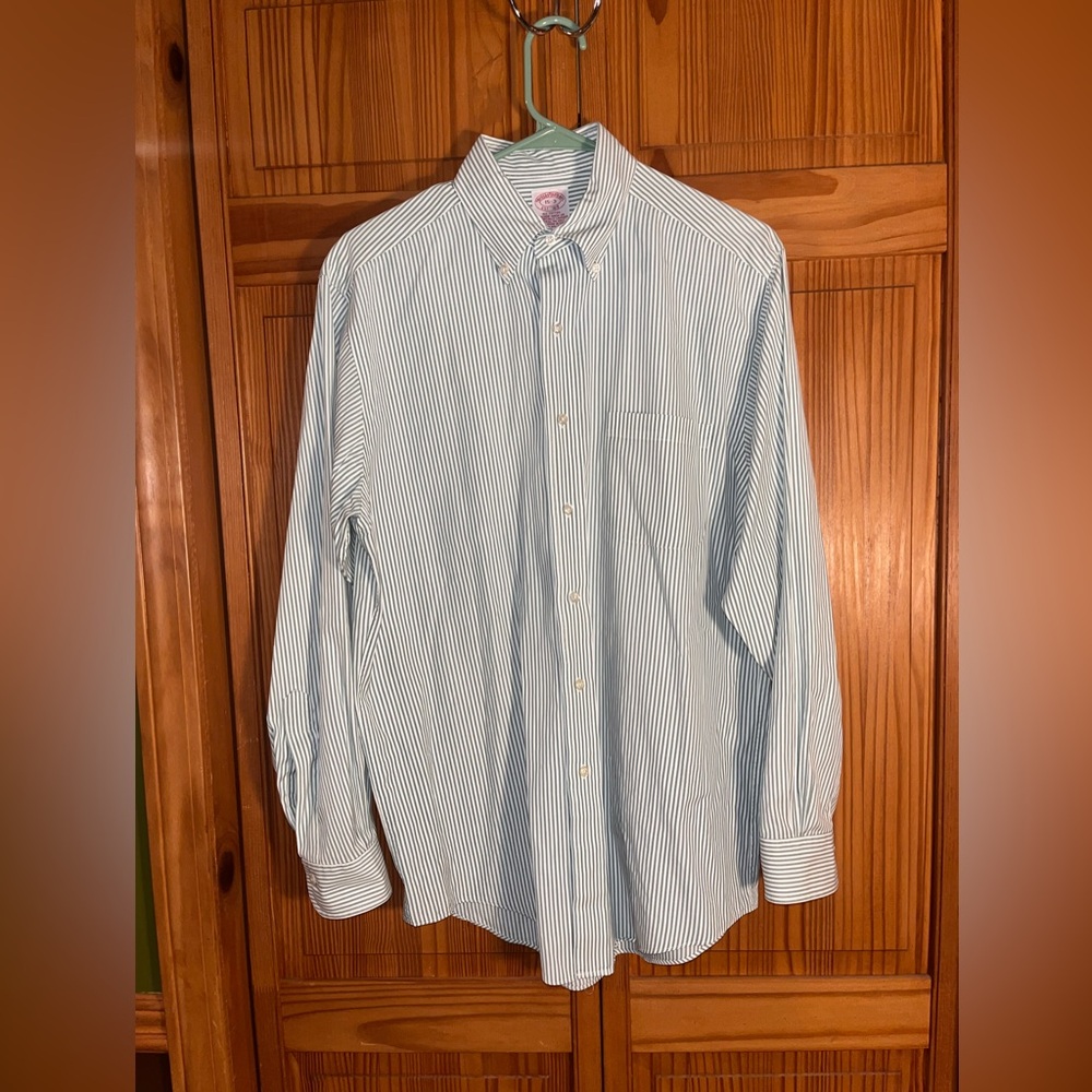 Brooks Brothers Light Blue and White Striped Dress Shirt